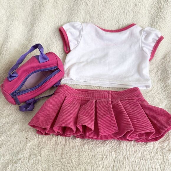 Disney Build A Bear Workshop Pink Minnie Mouse Outfit T-Shirt Skirt Travel Bag - Picture 6 of 8